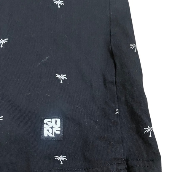 Denim & Flower cotton crew neck Tshirt for men. Black with white palm trees. - Picture 3 of 5